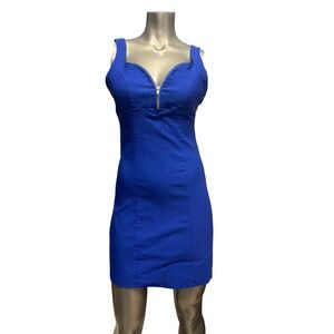 Revibe Royal Blue Bodycon Mini Stretch Dress Sweetheart Zip Front  Medium
